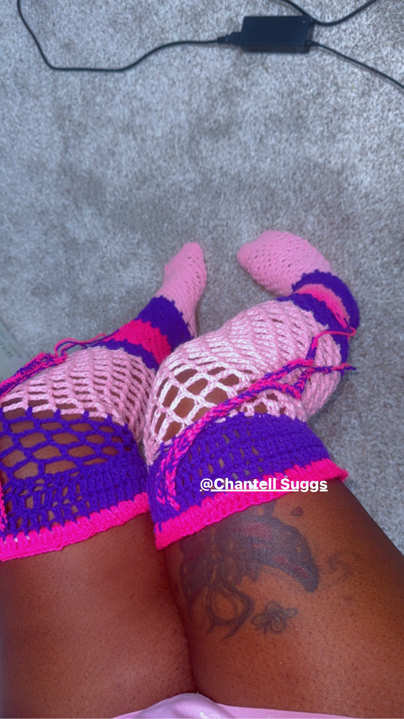 Thigh crochet socks