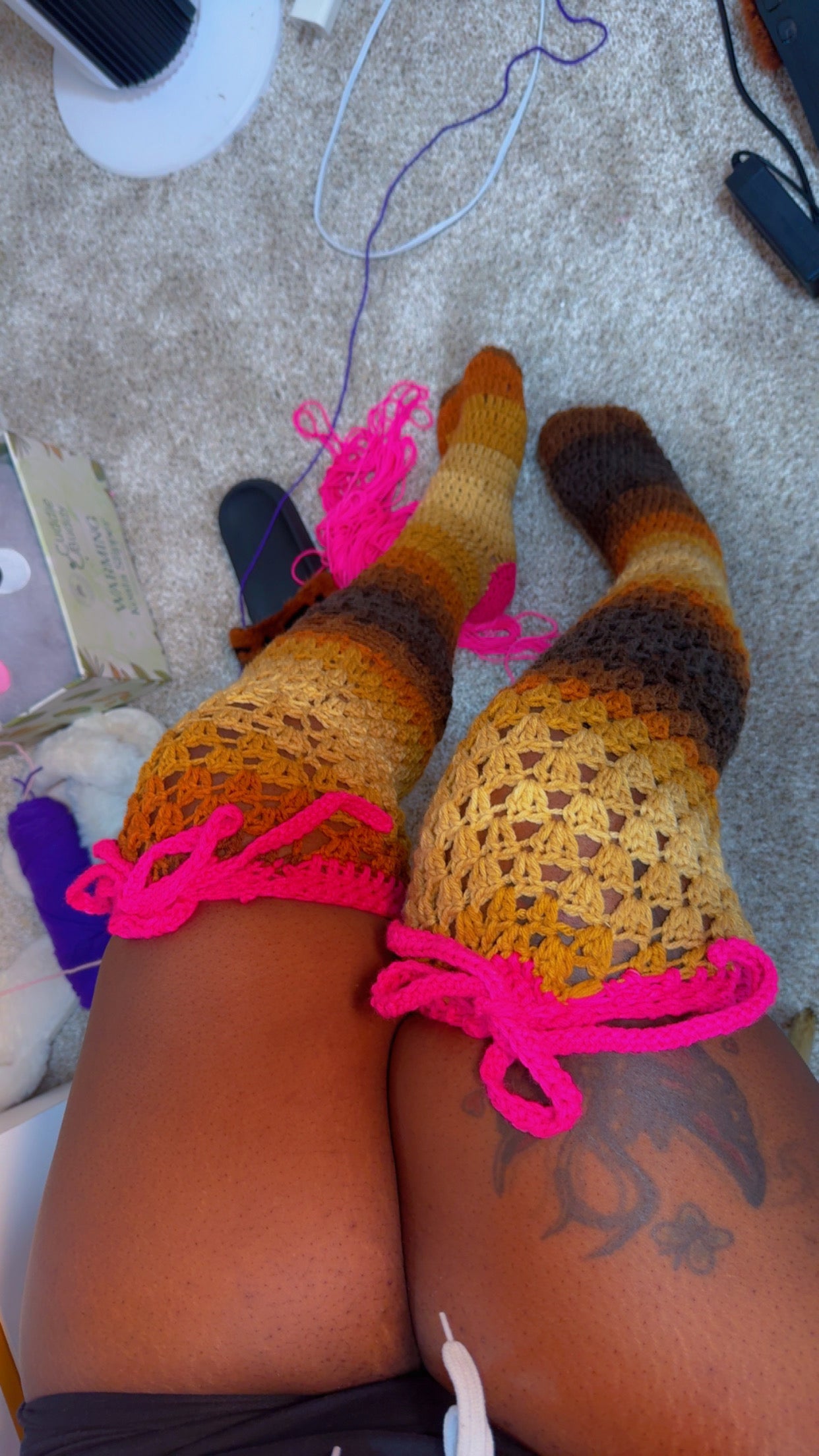 Thigh crochet socks